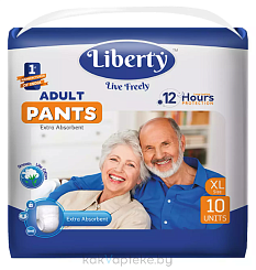 Liberty Одноразовые взрослые подгузники (трусики) Premium Extra Large (XL) (объем талии 96-165 см), 10 шт