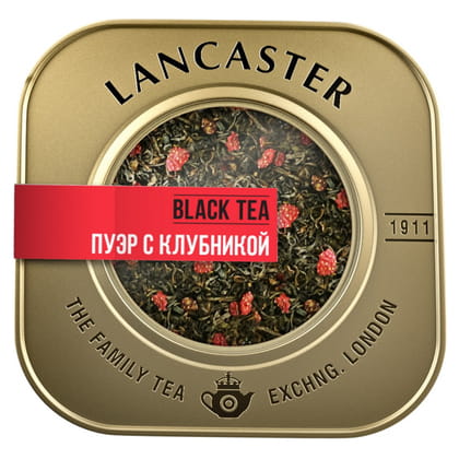 Lancaster Чай черный китайский байховый крупнолистовой  "Пуэр с клубникой", масса 75 г
