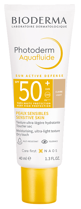 Bioderma Флюид солнцезащитный Photoderm Aquafluide SPF 50 +, тон Light, 40 мл