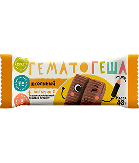Специализированная пищевая продукция для диетического профилактического питания "Гематогеша школьный", 40 г