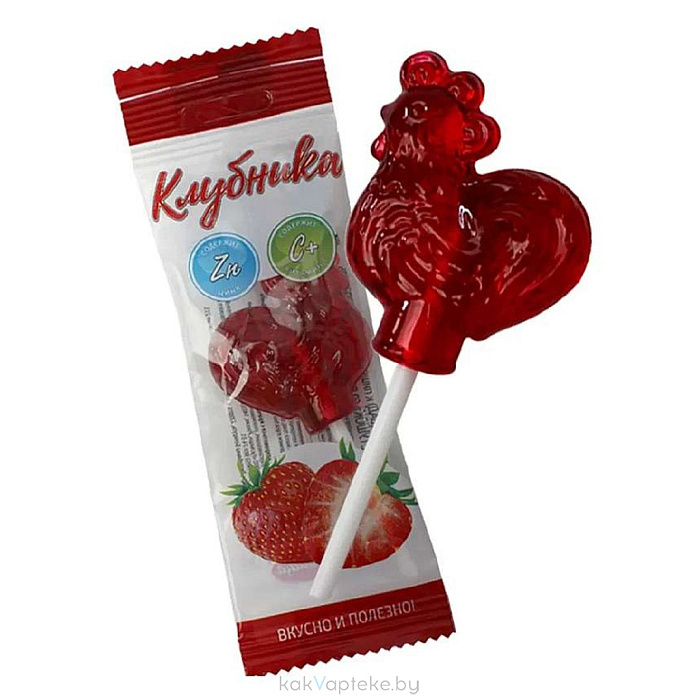 Петушок леденцовая карамель с цинком и витамином С со вкусом клубники