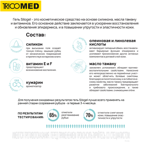 Silogel Гель для ухода за кожей в области рубцов 50 мл