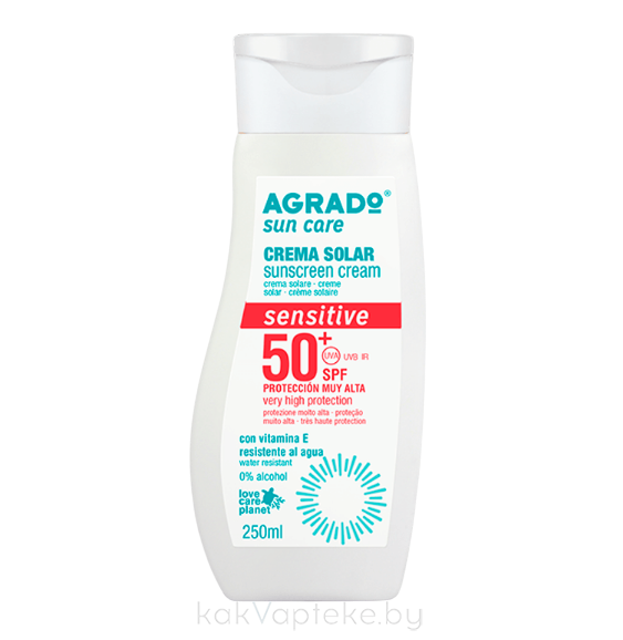 AGRADO Солнцезащитный крем для чувствительной кожи SPF50+ / Sunscreen Cream SPF 50+, 250 мл