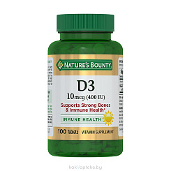 Nature's Bounty Витамин D3 400 МЕ, БАД таблетки №100 (Витамин Д3)