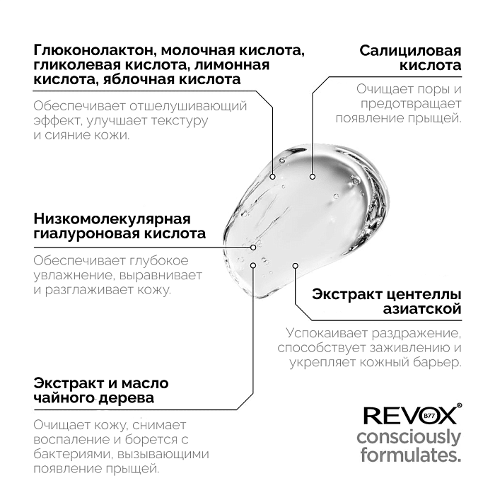 REVOX B77  Гель для умывания ZITCARE AHA.BHA.PHA., 250 мл