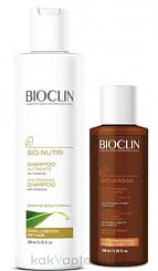 BIOCLIN Н-р: BIO-NUTRI Питательный шампунь для сухих волос, 200 мл + BIO-ARGAN Питающая и восстан. эмульсия для ежедн.ухода  для всех типов волос, 100 мл