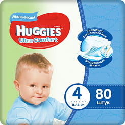 Huggies Ultra Comfort  Boy Детские одноразовые подгузники (4) (8-14кг)*80 шт