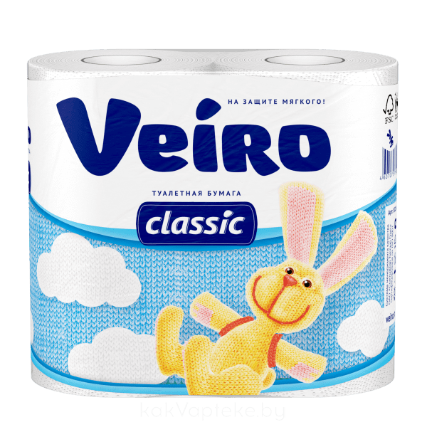 Veiro бумага туалетная Classic многослойная (2 слоя) 4 шт белая 5С24