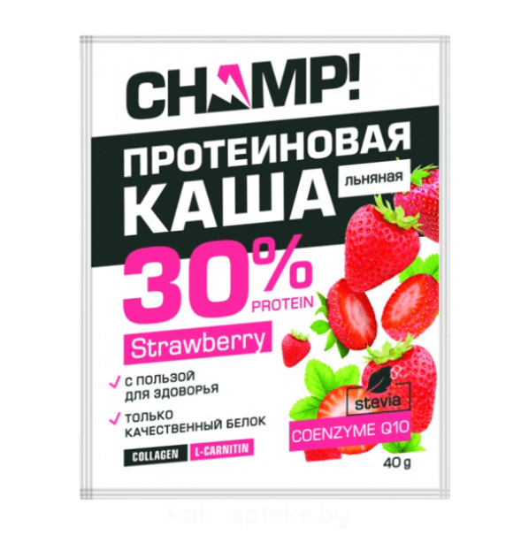 Каша протеиновая льняная Клубничная с коэнзимом Q10. Пакет 40 г