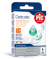 Пластырь Delicate с антибактериальной подушечкой для чувствительной кожи, для пальцев мм: 50х70, № 6