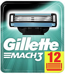 Gillette Mach 3 Cменные кассеты для безопасных бритв, 12 шт