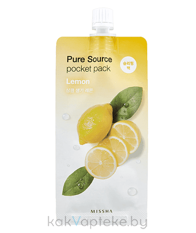 MISSHA Активизирующая ночная маска Pure Source Pocket Pack Lemon, 10 мл