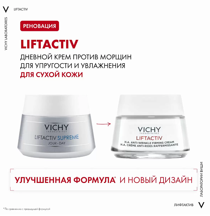 Vichy Liftactiv Supreme Крем против морщин для упругости 
и увлажнения для сухой кожи, 50 мл