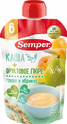 Semper фруктово-зерновое Грушево-абрикосовое пюре с кашей 120г для дет. пит.