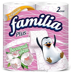 FAMILIA PLUS бумага туалетная белая двухслойная Весенний цвет 4шт