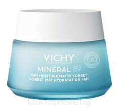 VICHY MINERAL 89 Гель-сорбет матирующий для лица с увлажнением 48ч  50 мл