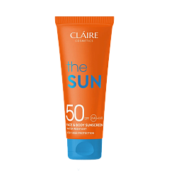 CLAIRE COSMETICS THE SUN Солнцезащитный крем для лица и тела водостойкий SPF 50, 200 мл