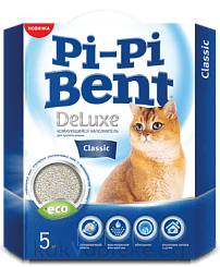 Pi-Pi-Bent Наполнитель для кошачьего туалета Deluxe Classic, бентонит, 5 кг