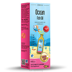Оушен Фиш Оил (Рыбий жир) / Ocean Fish Oil со вкусом фруктовый микс, БАД жидкость во флаконе 150 мл