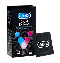 Презервативы из натурального латекса с анестетиком Durex® Dual Extase 12шт