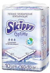 Skippy Пелёнки впитывающие одноразовые для ухода за детьми (Optima с суперабсорбентом, Размер 60х90 см) 10 шт.