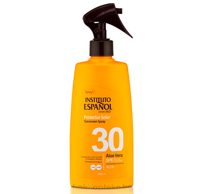 INSTITUTO ESPANOL Солнцезащитный влагостойкий легкий лосьон с Алоэ Вера SPF30 / SUNSCREEN LOTION ALOE VERA SPF30, 300мл, спрей