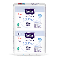 BELLA PERFECTA pure Ультратонкие женские гигиенические впитывающие прокладки (БЕЛЛА ПЕРФЕКТА пьюр макси) maxi 16 шт
