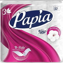 PAPIA бумага туалетная белая трехслойная 32шт