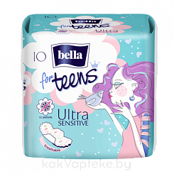 Bella for Teens Ultra Sensitive Супертонкие женские гигиенические впитывающие прокладки, 10 шт