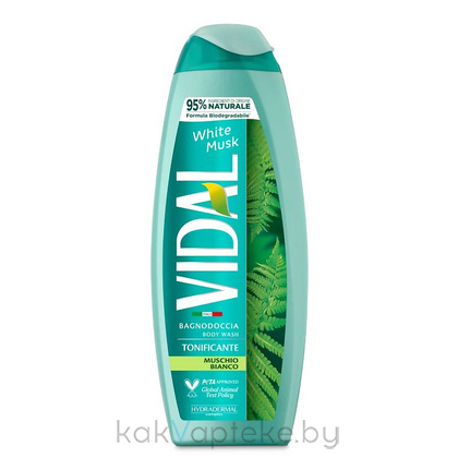 VIDAL Гель для душа БЕЛЫЙ МУСКУС с инновационным комплексом HYDRADERMAL/WHITE MUSK, 500 мл