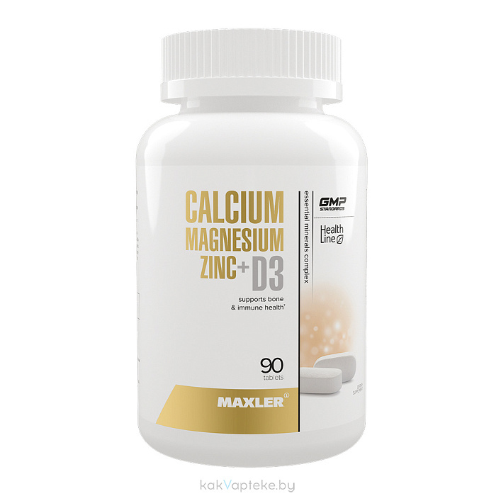 MAXLER БАД «Кальций Магний Цинк + Д3» таблетки №90