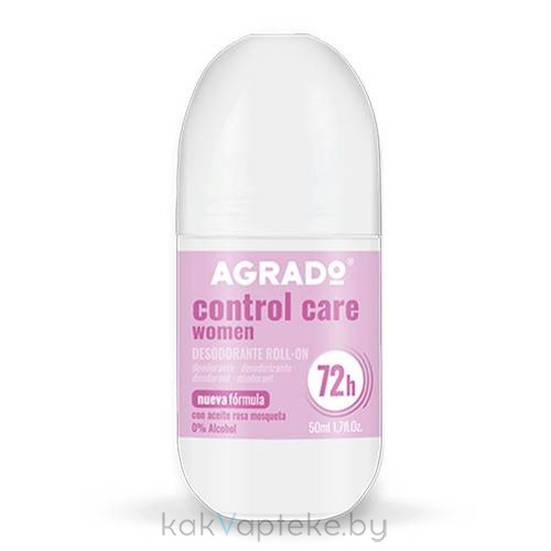 AGRADO Дезодорант-антиперспирант шариковый ПОЛНЫЙ КОНТРОЛЬ женский/ Deodarant Antiperspirant Roll-on Control Care Women, 50 мл