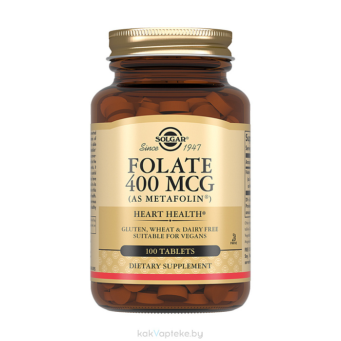 Solgar Фолат 400 мкг "Метафолин", БАД таблетки №100