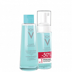 VICHY PURETE THERMALE Набор ( Тоник совершенствующий д. чувств.кожи 200 мл + Пенка очищающая придающая сияние д.чувств.кожи150мл. Скидка на 2ой продукт 50%)