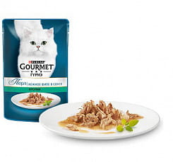 Gourmet Гурмэ Перл. Корм консервированный полнорационный для взрослых кошек, со вкусом кролика, нежное филе в соусе, 75 г