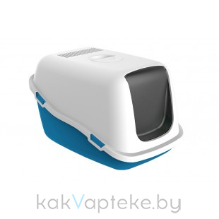 KIRI-KIRI Домик-туалет для кошек  ELLA, 57x39x38 см, бирюзовый/белый