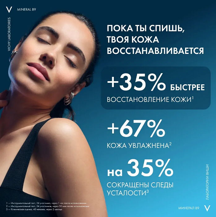 VICHY Mineral 89 Крем для лица ночной увлажняющий восстанавливающий, 50 мл