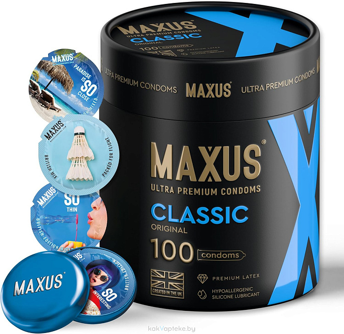 Презервативы гладкие Maxus Classic (Классические) 100 штук в упаковке