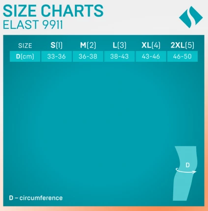 Бандаж ELAST 9911 на коленный сустав  (Черный размер 3)