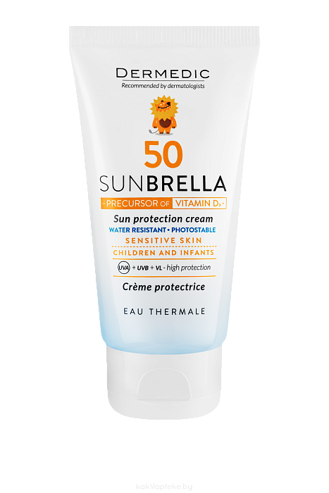 Dermedic SUNBRELLA BABY Солнцезащитный крем д/лица д/детей SPF50(с сод.нано-х частиц ZnO и TiO2) 50г/мл