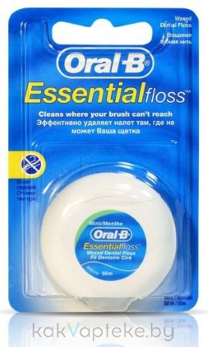 Oral-B Зубная нить вощеная Essential Floss (мятный вкус) 50 м