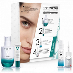 VICHY SLOW AGE Набор (Уход укрепл.против признаков старения на разных стадиях формир.д.лица+уход укрепл.д.контура гл.Slow Age  + Гель-сыворотка МИНЕРАЛ 89ежедневный, д.кожи,подверженной агрессивным во