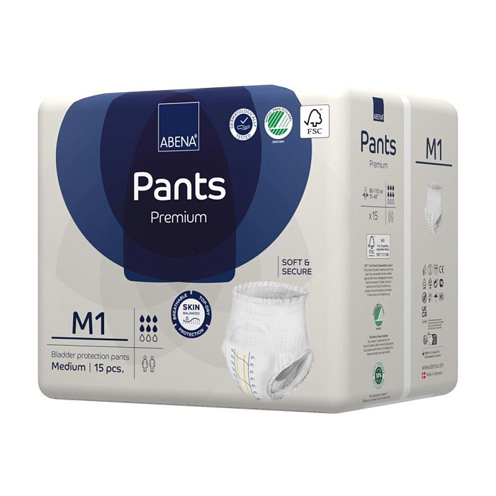 Abena Pants Premium Подгузники-трусики для взрослых M1 (Medium), 15 шт