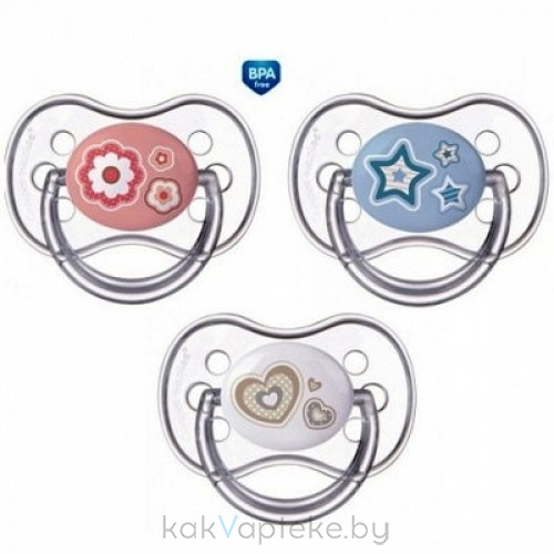Сanpol babies Пустышка-соска силикон.кругл.(1шт.блистр)"Newborn Baby" 0-6м.,с колп., арт.22/562_cap