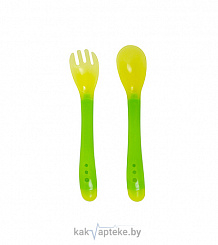 ПОМА Ложечка и вилочка удобные и безопасные (для холодной и горячей пищи) 6+, арт. 2915, 1 набор