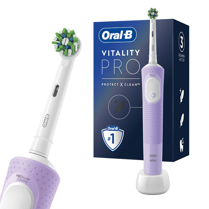 Braun Электрическая зубная щетка тип 3708 с зарядным устройством тип 3757 (Oral-B VITALITY D103.413.3 PRO) Lilac Mist