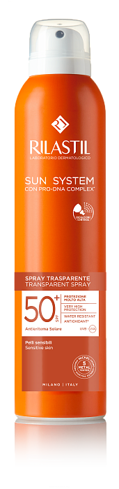 Rilastil SUN SYSTEM Прозрачный спрей SPF 50+ для чувствительной кожи, 200 мл