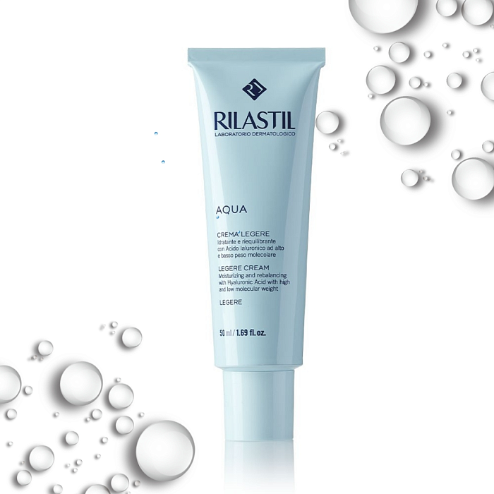 Rilastil AQUA Лежер увлажняющий и восстанавливающий баланс крем, 50 мл