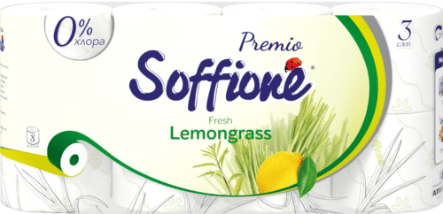 Soffione Бумага туалетная  Premio Lemongrass Fresh 3сл 8шт, зеленая