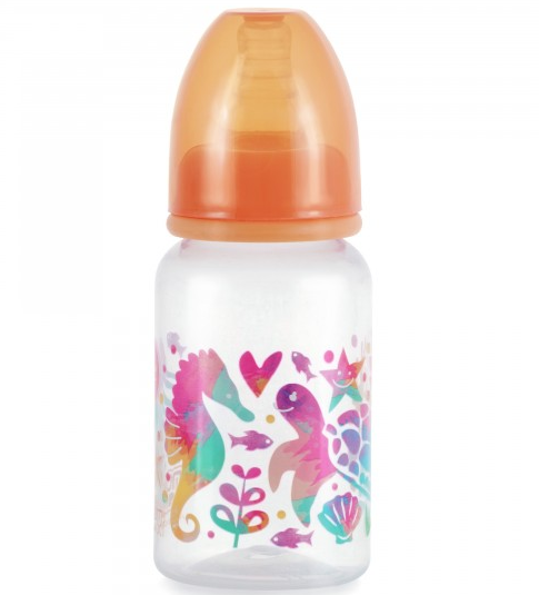 ПОМА Бутылочка "MARINE" 150мл (ПП) с молочной соской (силикон, медленный поток) 0 мес + арт. 6610, 1 шт
